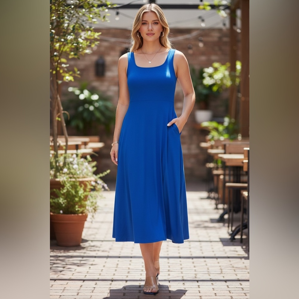 MSK Elegant Blue Sleeveless Dress